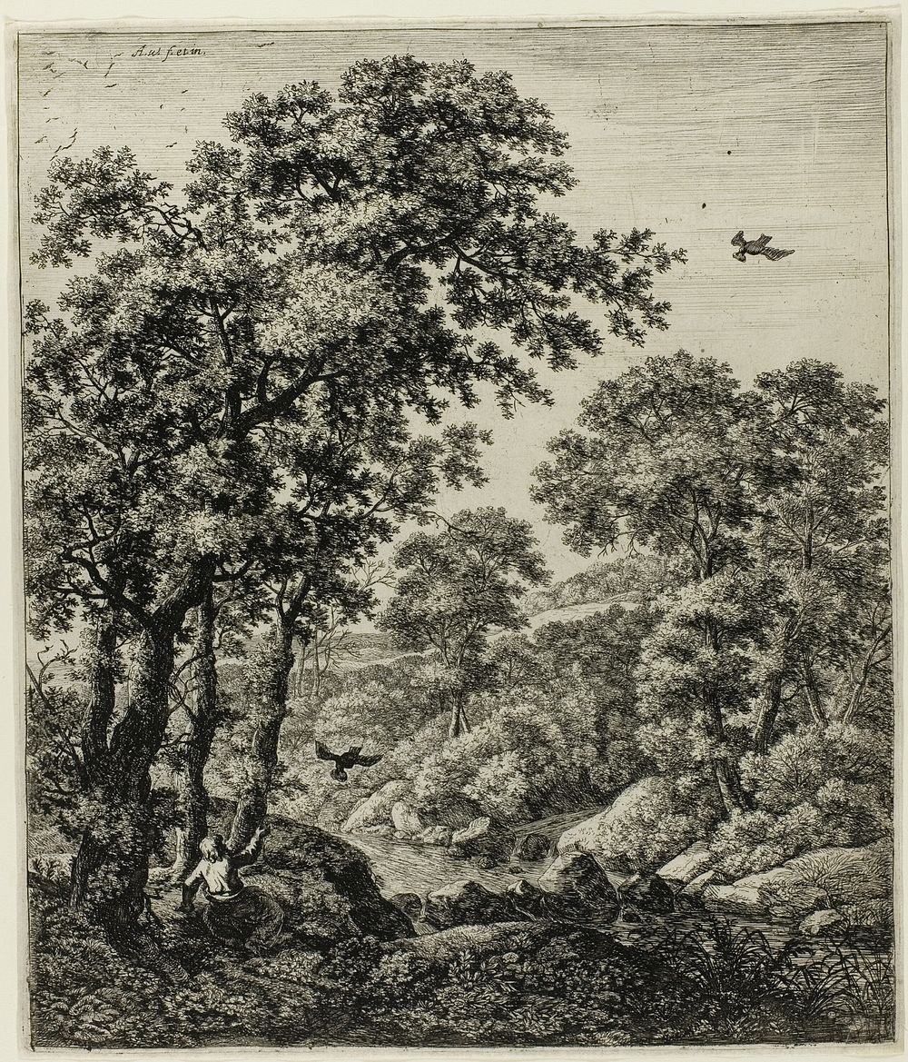 Elias in the Wilderness, from Six Landscape Subjects from the Old Testament by Anthonie Waterloo