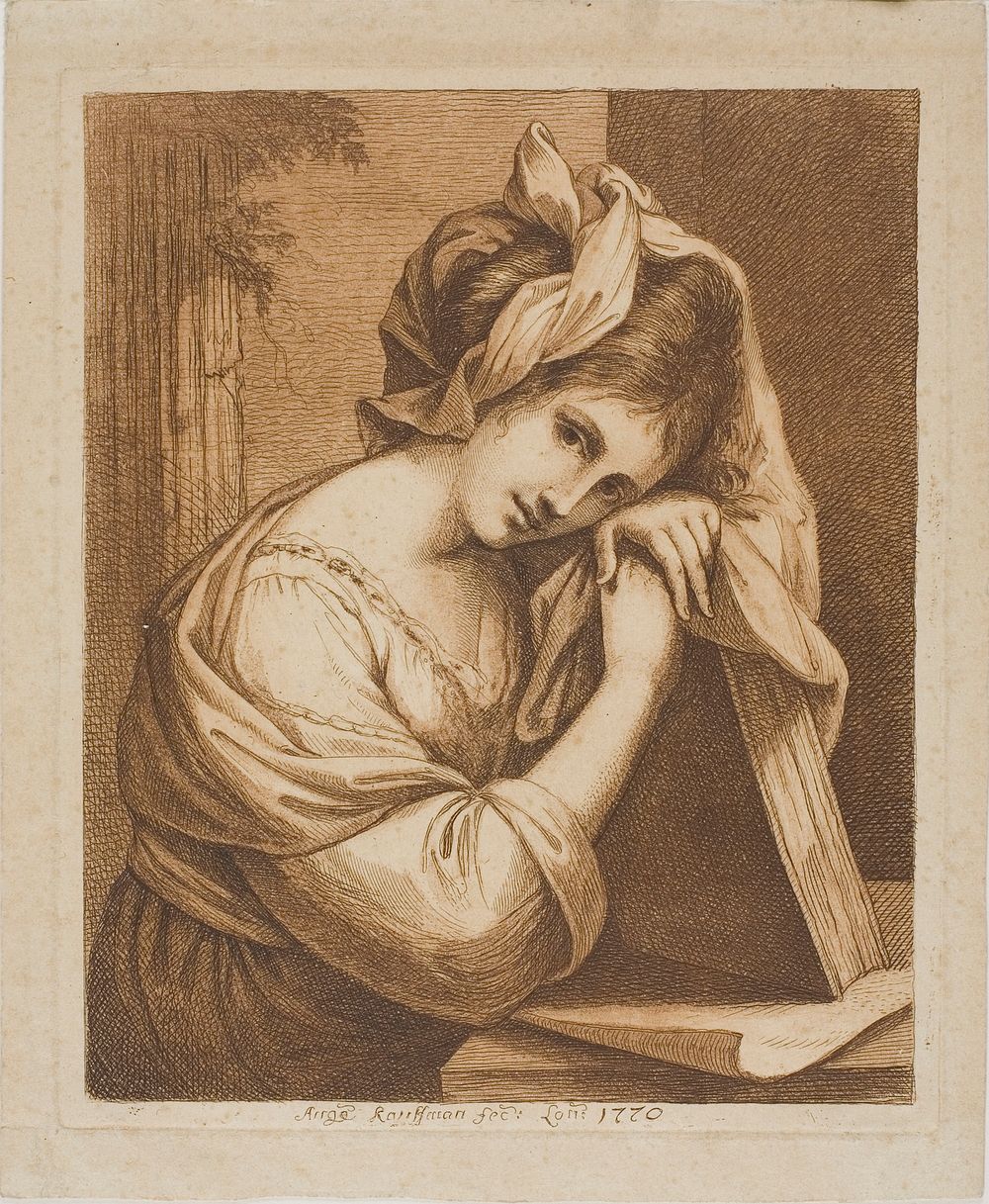 Woman Resting Her Head on a Book by Angelica Kauffmann