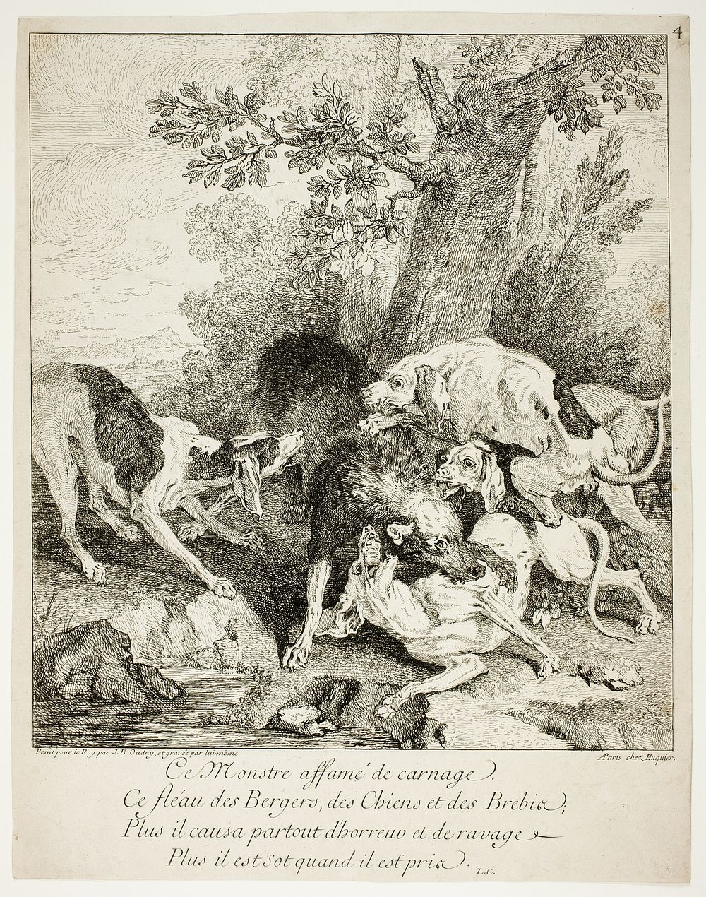 The Wolf at Bay by Jean-Baptiste Oudry