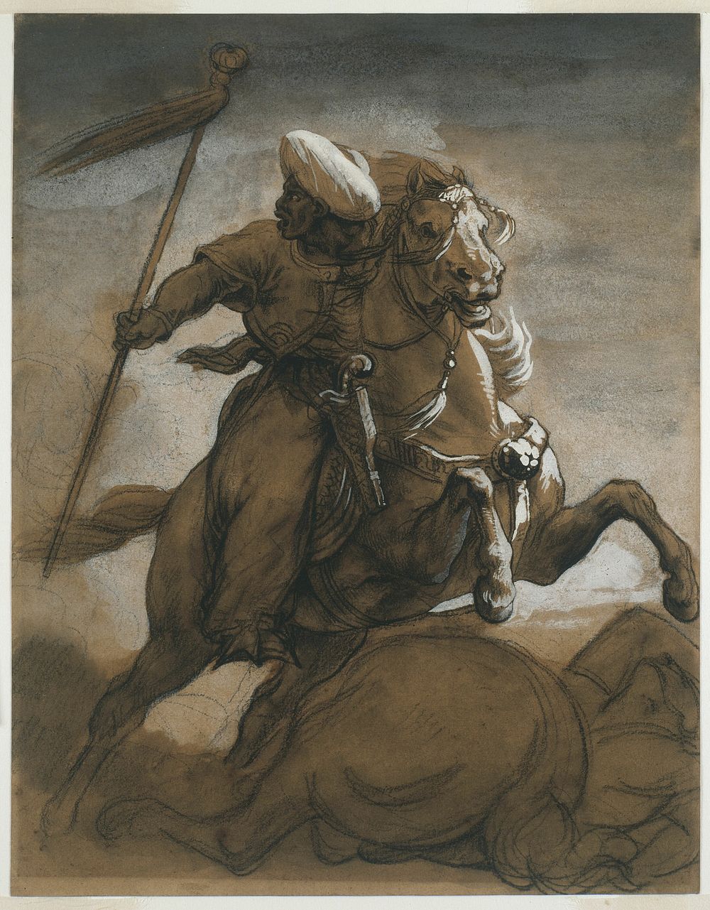 Turkish Cavalier in Combat by Jean Louis André Théodore Géricault