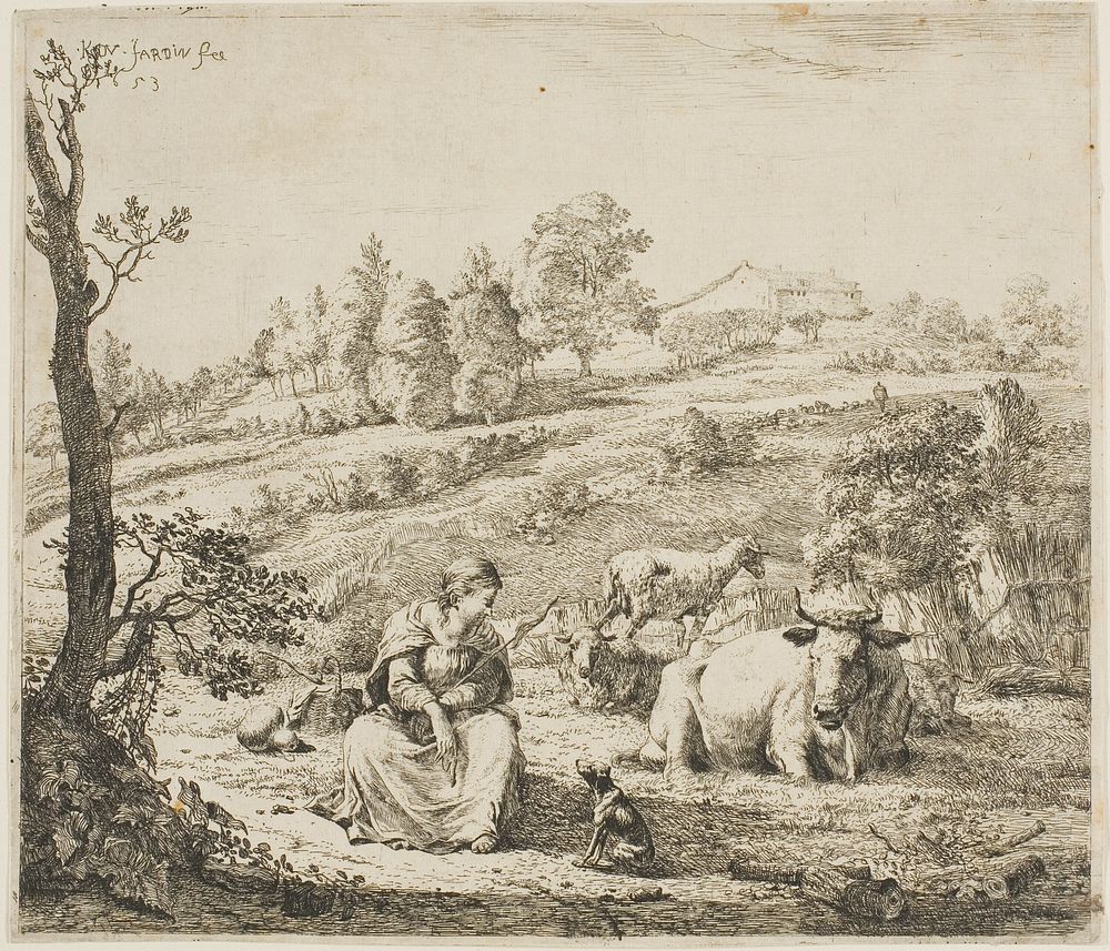 A Shepherdess Speaking to Her Dog by Karel Dujardin