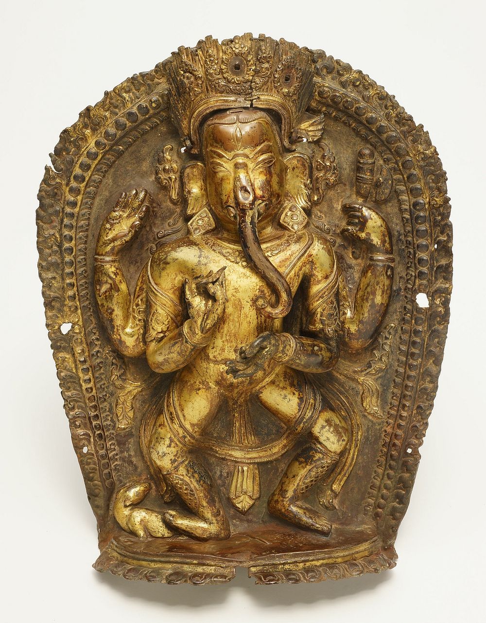 Four-Armed Dancing God Ganesha with His Rat Mount