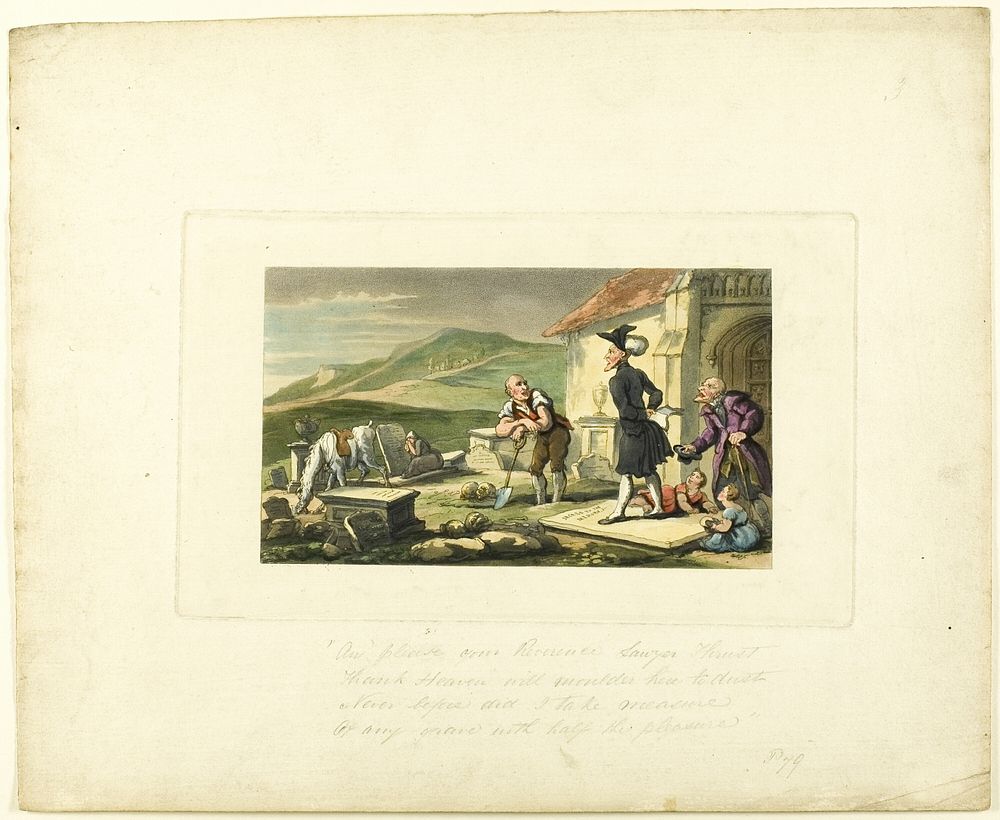 Doctor Syntax Meditating on the Tomb Stones, from The Tour of Doctor Syntax by Thomas Rowlandson