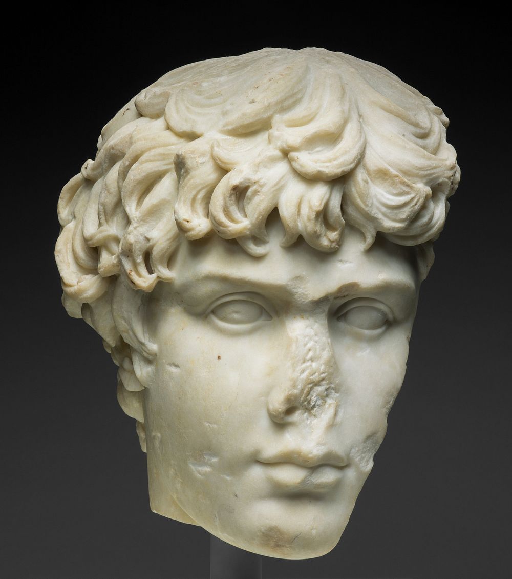 Fragment of a Portrait Head of Antinous by Ancient Roman