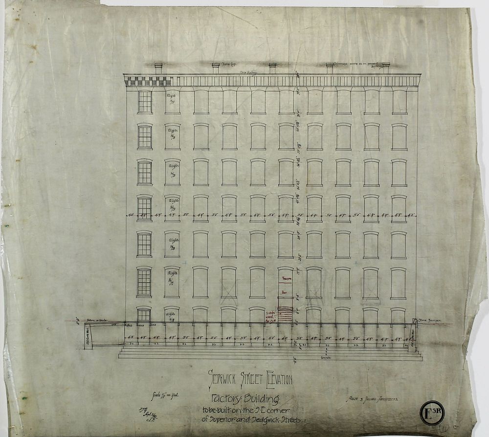Brunswick Balke and Collender Company Factory Building, Chicago, Illinois, Elevation by Edward Dupaquier Dart (Architect)