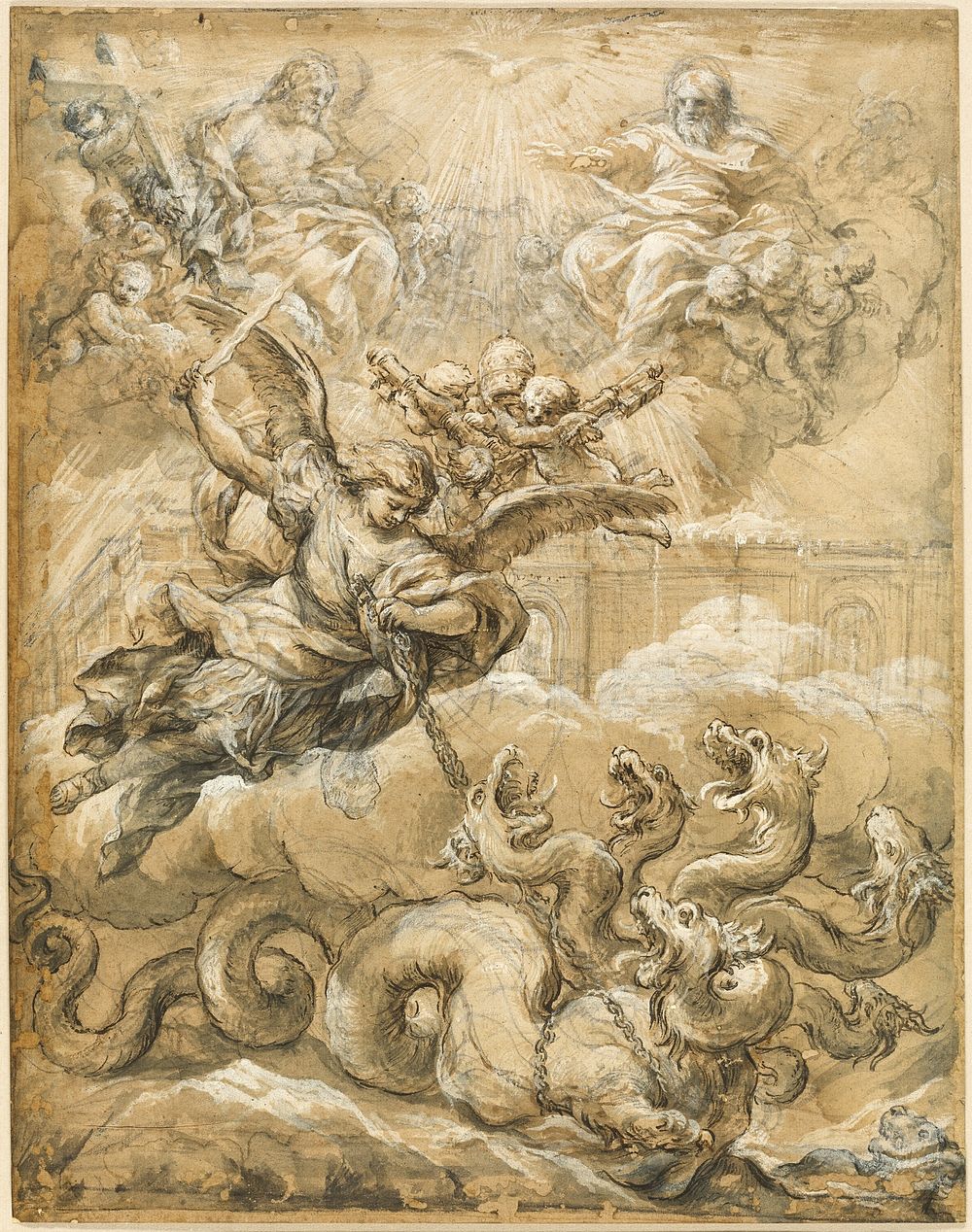 The Holy Trinity with Saint Michael Conquering the Dragon by Pietro da Cortona