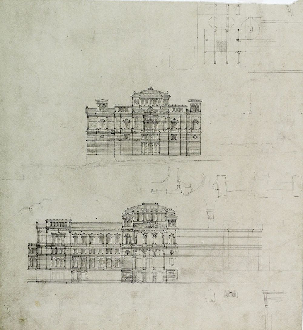 Design Projects, Elevation Studies and Plan by Carl (Charles) J. Furst (Architect)