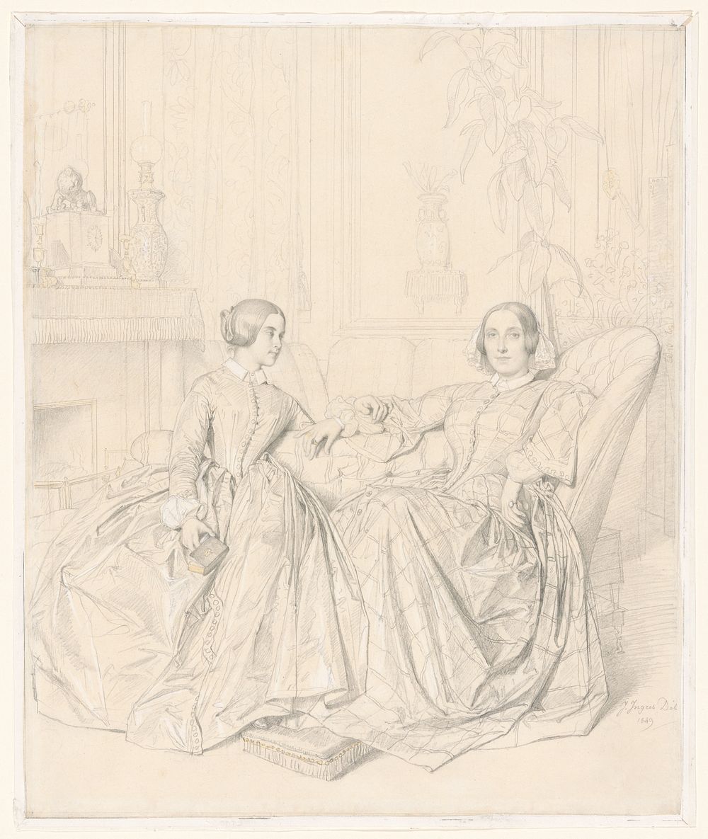 Comtesse Charles d’Agoult (born Marie de Flavigny) and Her Daughter Claire d’Agoult by Jean Auguste Dominique Ingres