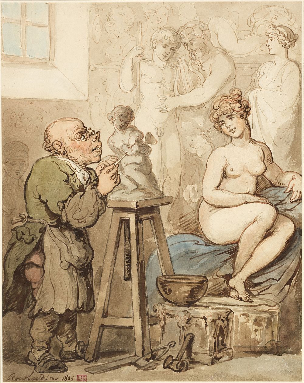 Preparation for the Academy—Old Joseph Nollekens and his Venus by Thomas Rowlandson