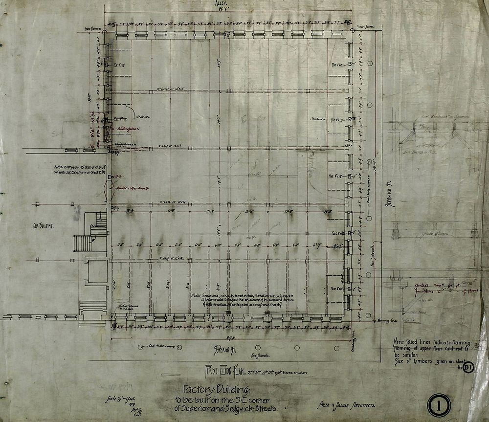 Brunswick Balke Collender Company Factory Building, Chicago, Illinois, First Floor Plan by Adler & Sullivan, Architects…