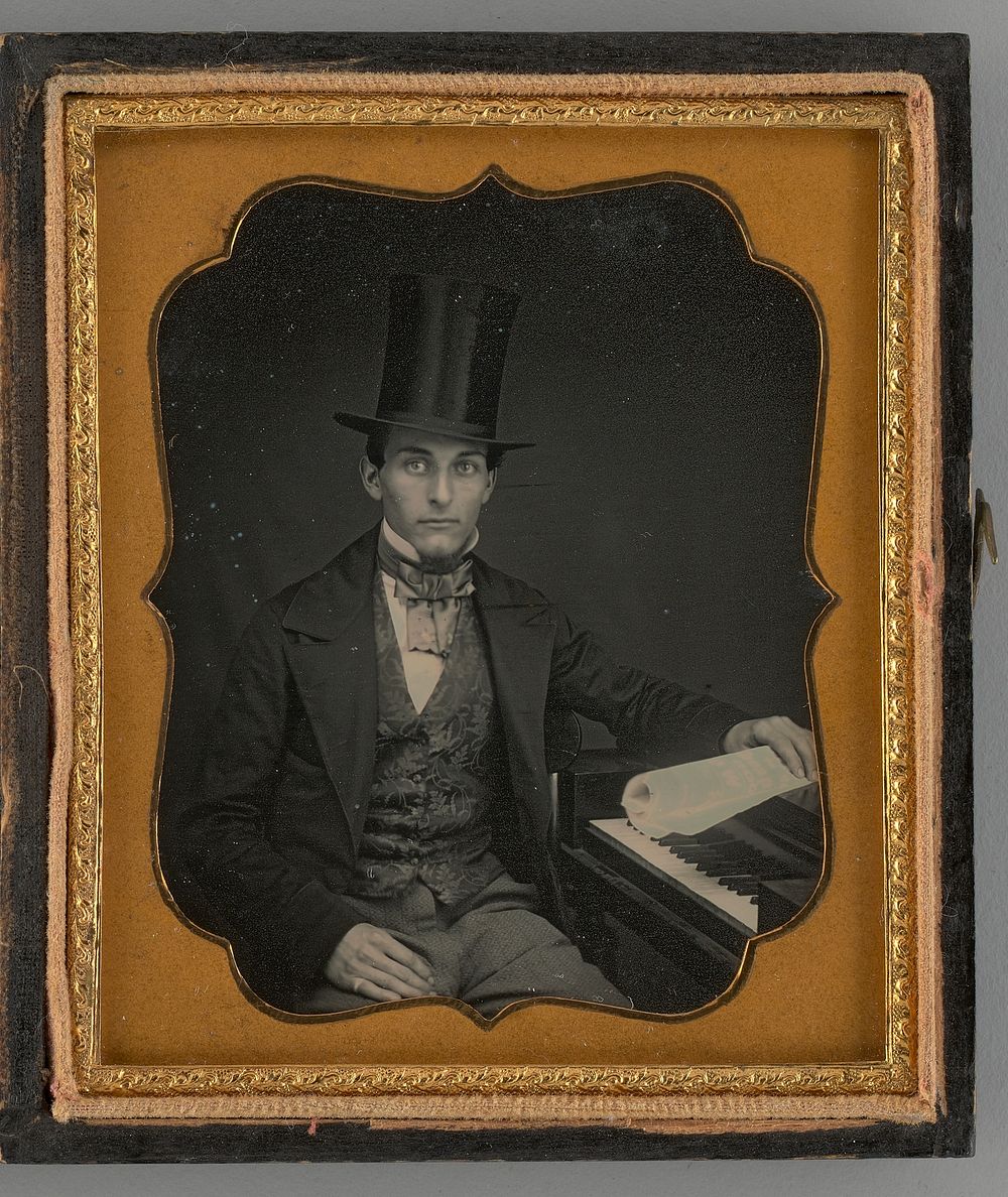 Untitled (Portrait of a Seated Man with a Top Hat) by Unknown Maker