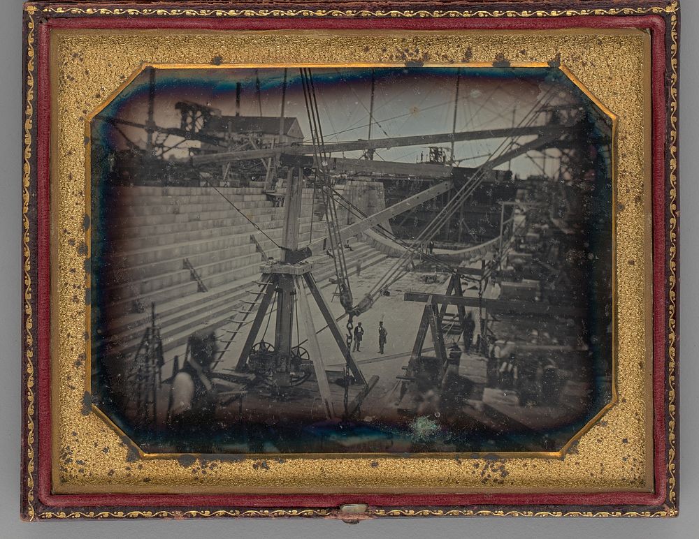 Untitled (Construction of the First Drydock, U.S. Navy Yard, Dry Dock #1 Brooklyn, NY) by Unknown Maker