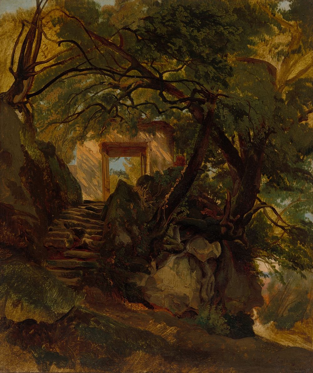 Staircase in the Park of Villa Chigi di Ariccia by Alexandre Calame