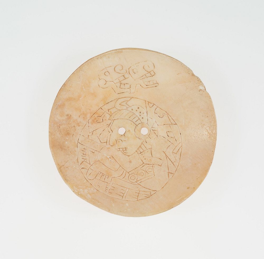 Disc from an Earflare Inscied with a Figure in Contoured Pose by Huastec