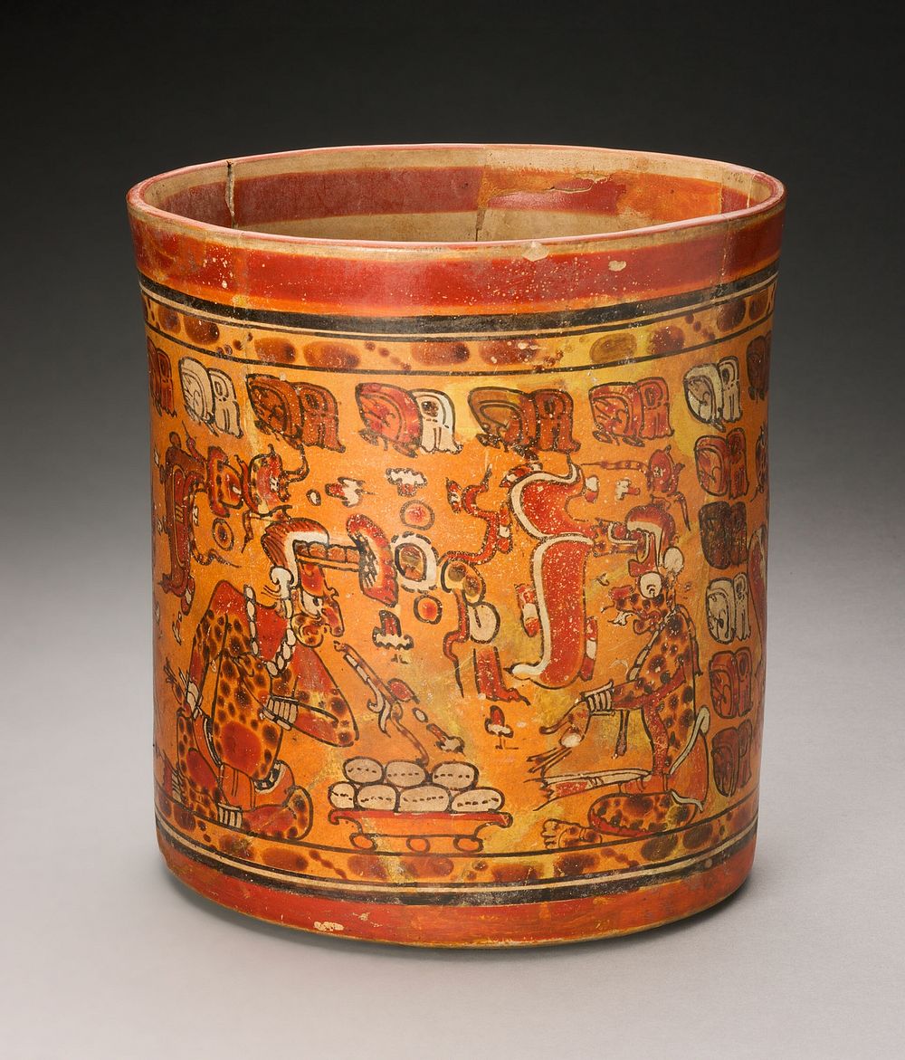 Vessel Depicting K'awiil (God K) and Itzamna Exchanging Gifts by Maya