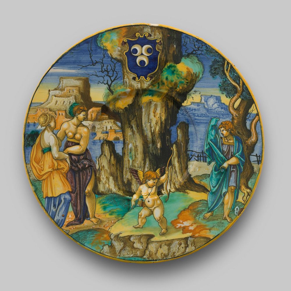 Plate with Narcissus, Cupid and Echo Transformed into Stone by Francesco Xanto Avelli