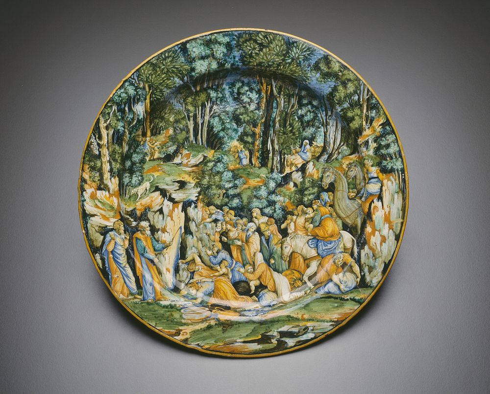 Plate with Moses Striking the Rock by Urbino Potteries