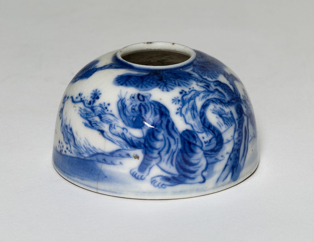 Miniature Brushwasher with Tiger in a Landscape