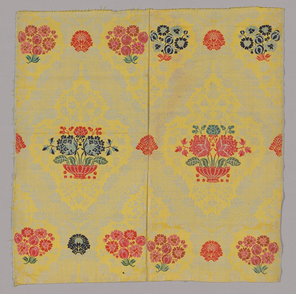 Two Joined Panels of Brocaded Yellow Furnishing Wool