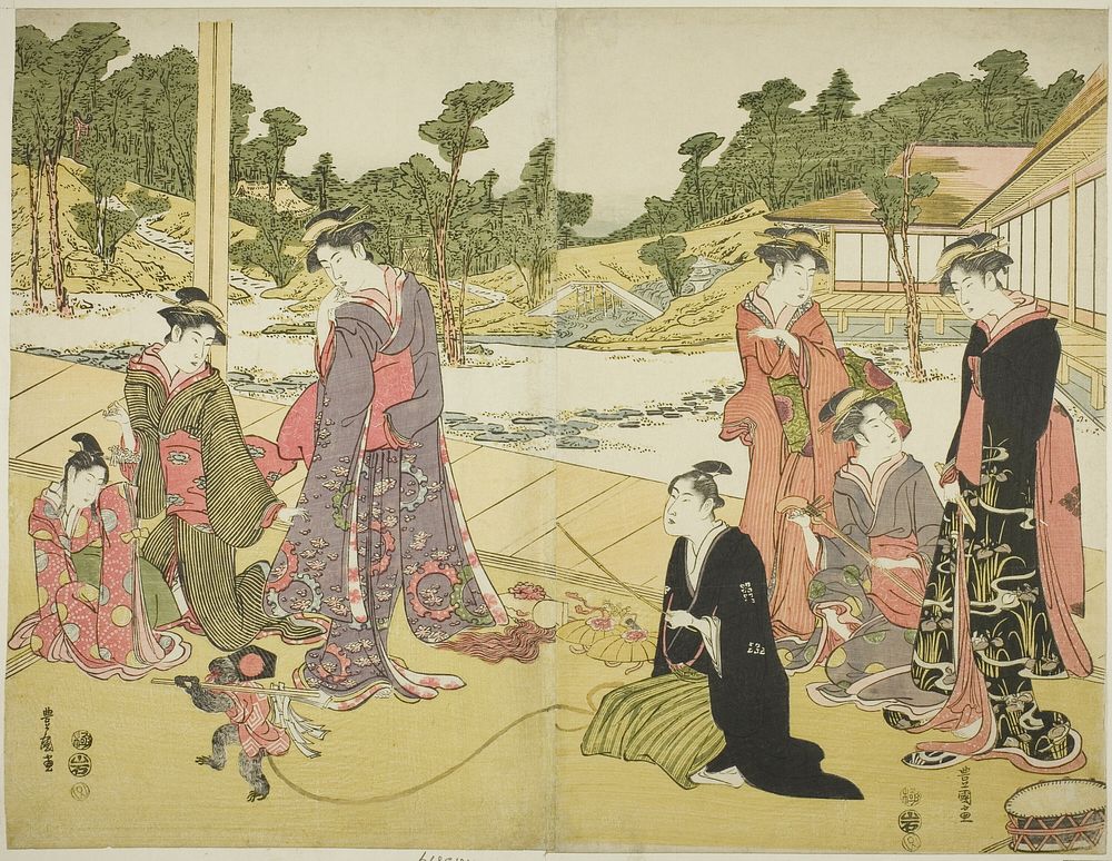 The Young Monkey Showman (Wakashu sarumawashi) by Utagawa Toyokuni I