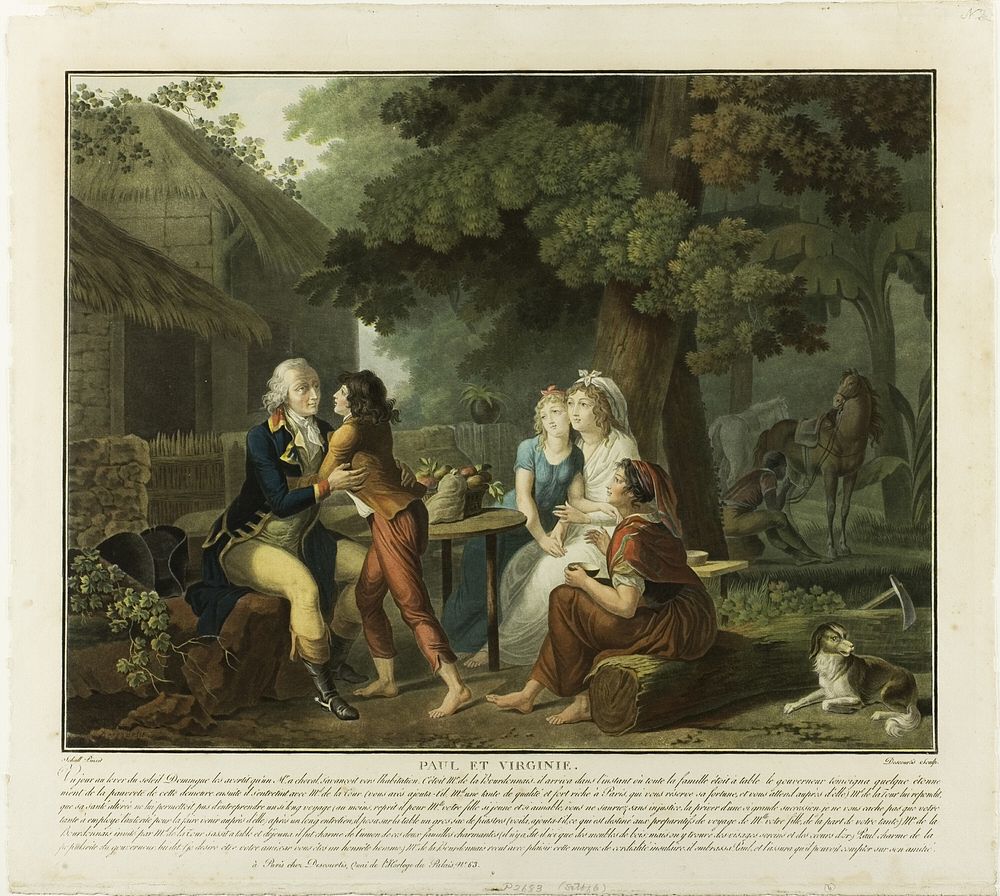 The Arrival of Monsieur de la Bourdonnais, plate 3 from Paul et Virginie by Charles Melchior Descourtis