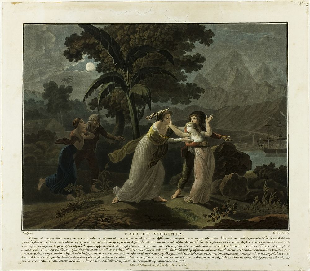The Departure, plate 4 from Paul et Virginie by Charles Melchior Descourtis
