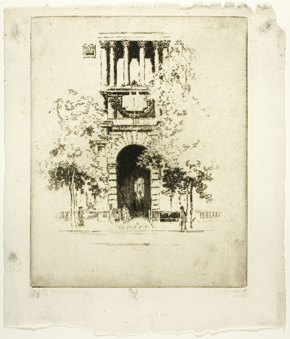 King's College, Embankment Gate by Joseph Pennell