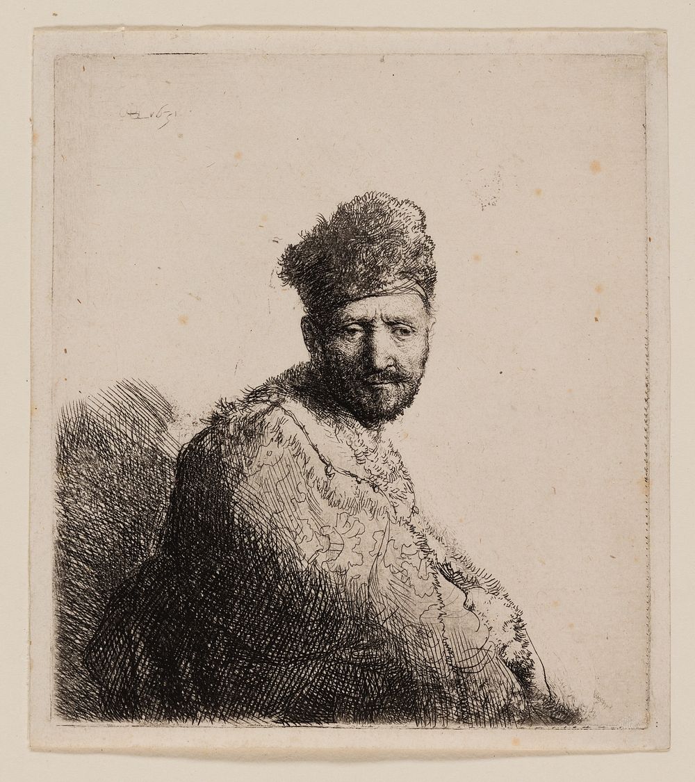 Bearded Man, in Furred Oriental Cap and Robe by Rembrandt van Rijn