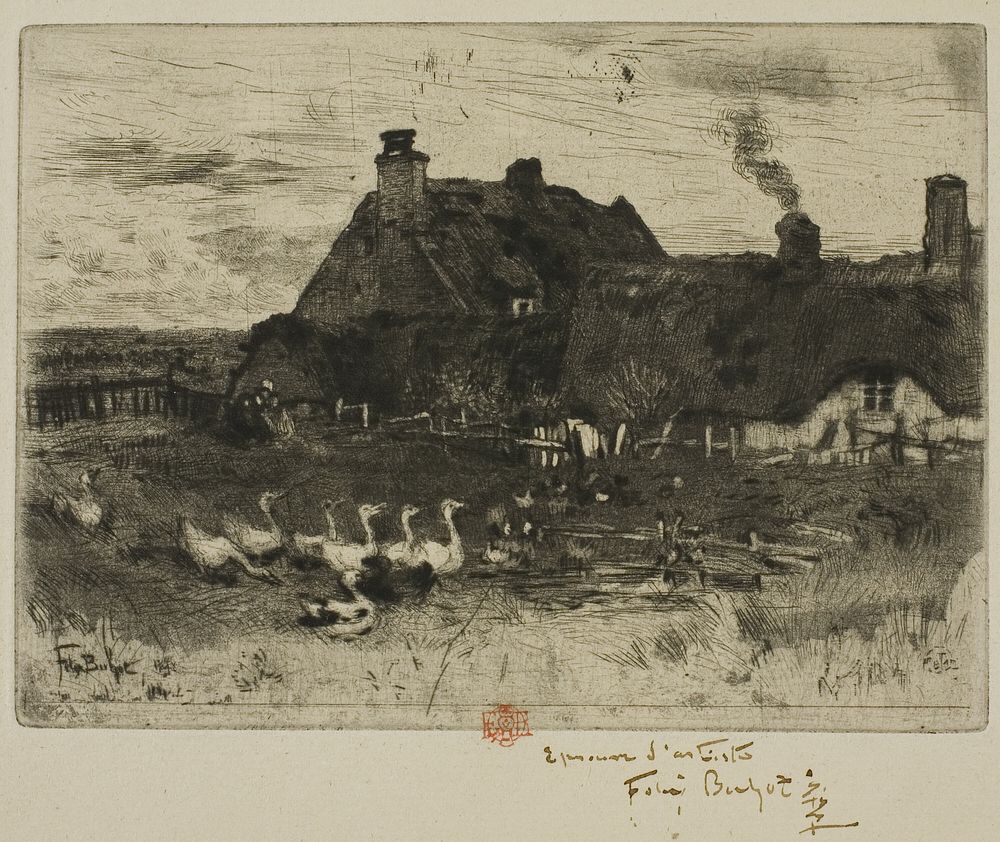 The Little Thatched Cottages by Félix Hilaire Buhot