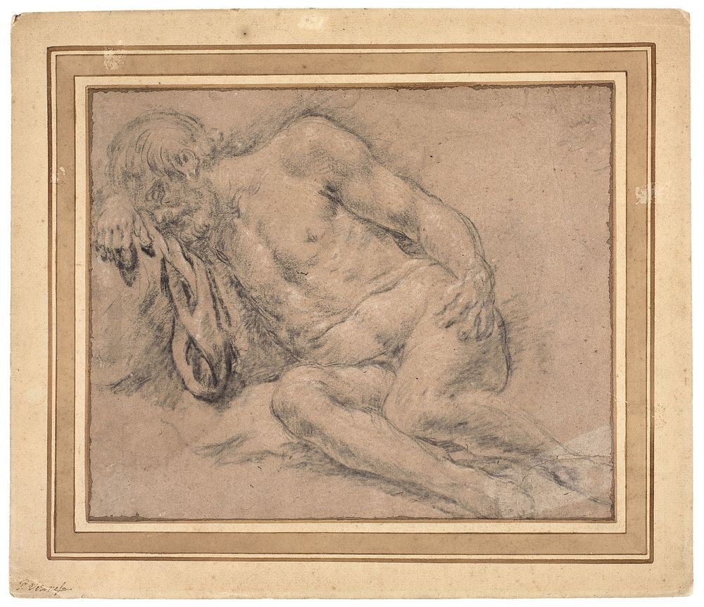 Sleeping Male Nude, perhaps for the Drunkenness of Noah by Paris Bordone