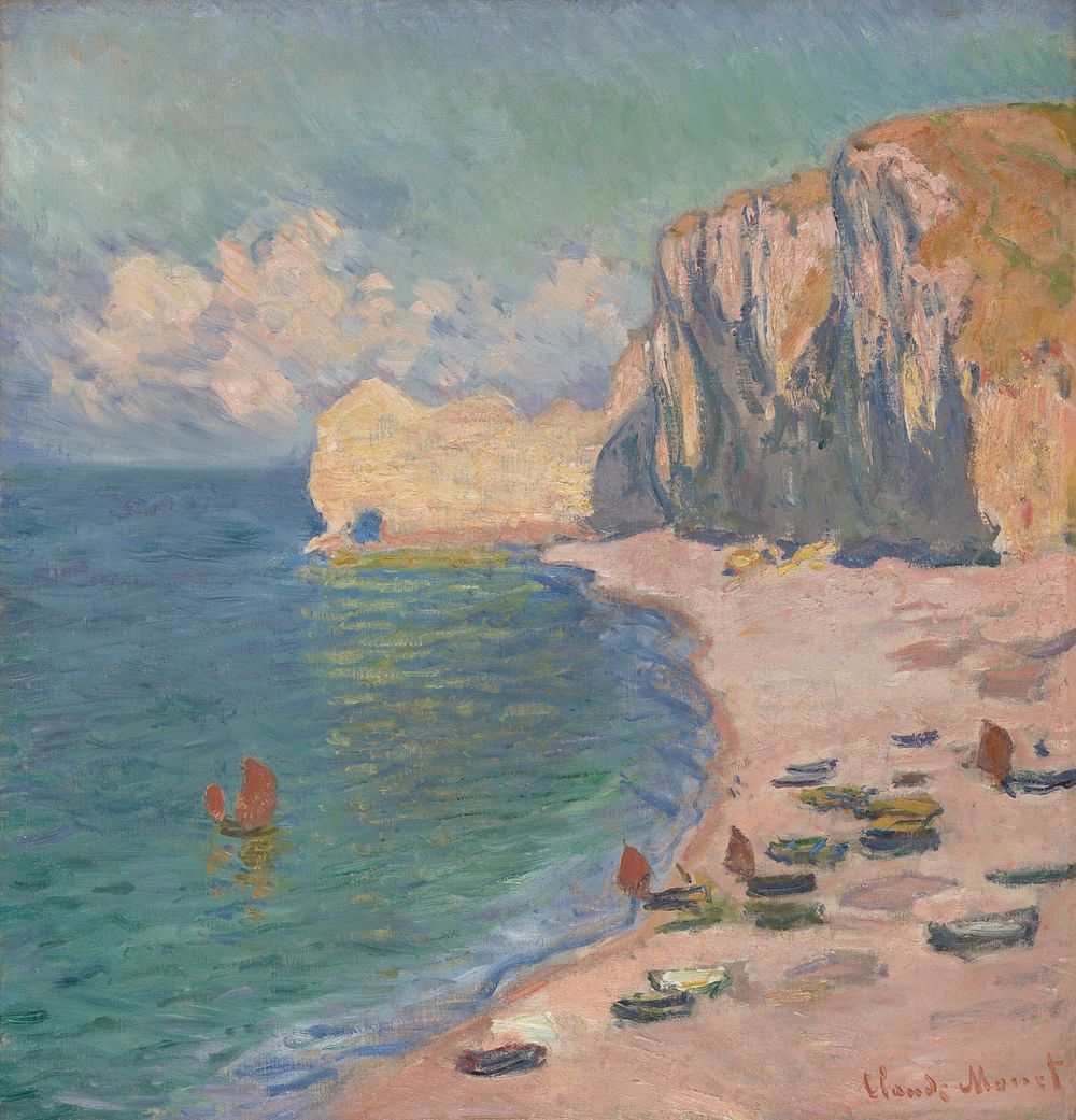 Étretat: The Beach and the Falaise d'Amont by Claude Monet