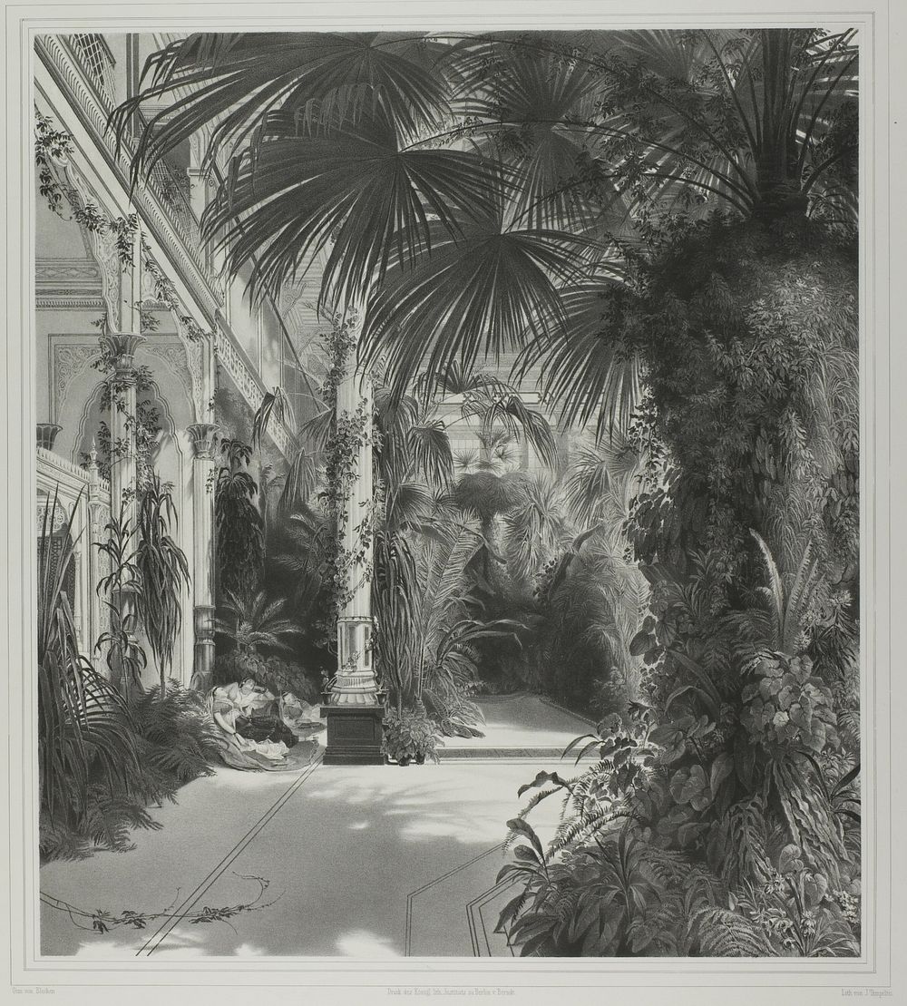 View of the Palm House on the Peacock-Island by Friedrich Julius Tempeltei