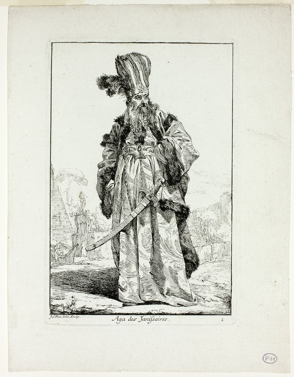 Aga des Janissaires, plate one from Caravanne du Sultan à la Mecque by Joseph Marie Vien, I
