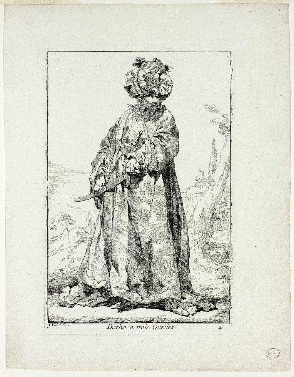 Bacha à trois Queues, plate four from Caravanne du Sultan à la Mecque by Joseph Marie Vien, I