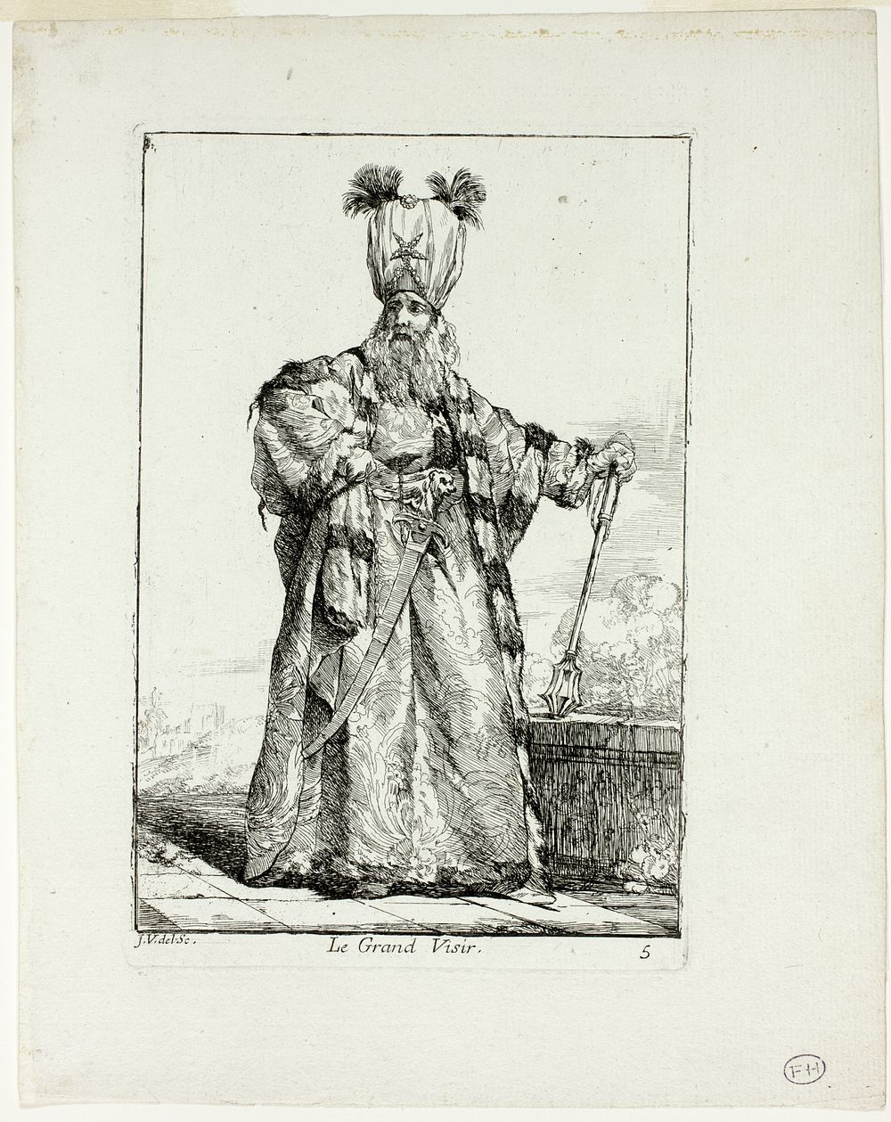 Le Grand Vizir, plate five from Caravanne du Sultan à la Mecque by Joseph Marie Vien, I