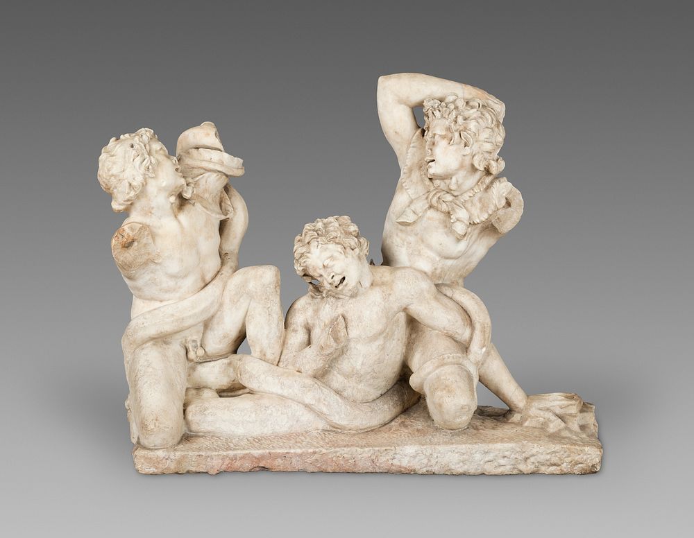 Statuary Group of Three Satyrs Fighting a Serpent by Ancient Roman