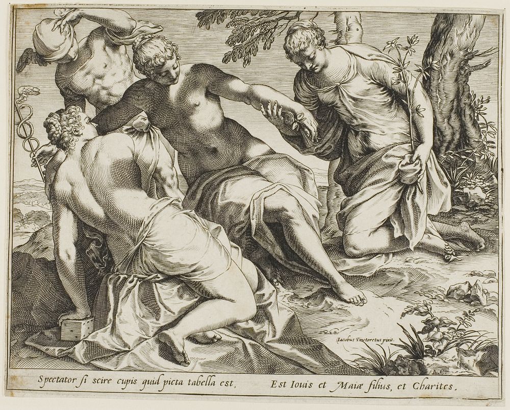 Mercury and the Graces by Agostino Carracci
