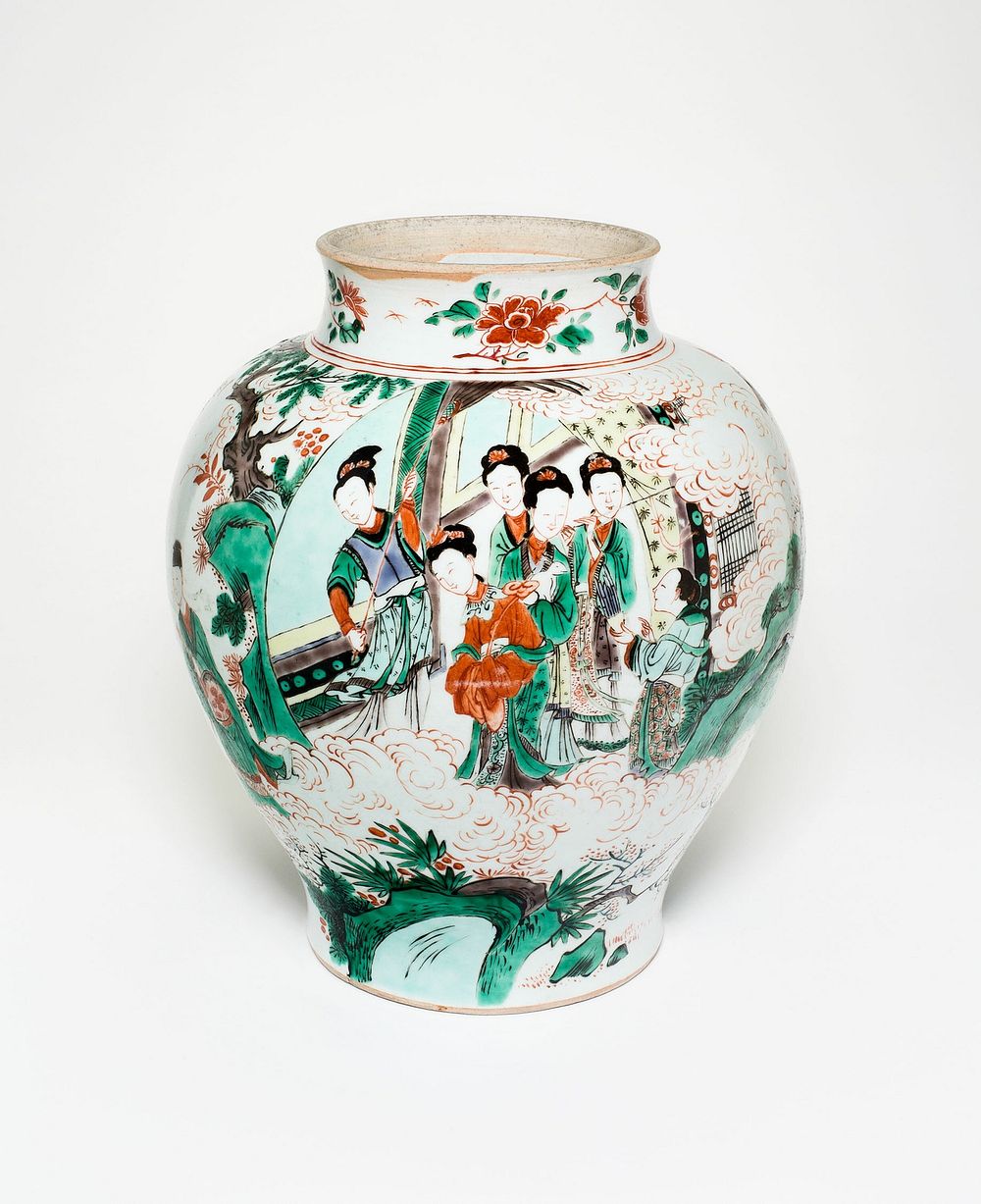 Jar with Figural Scenes and Poem Describing the Osmanthus and Moon
