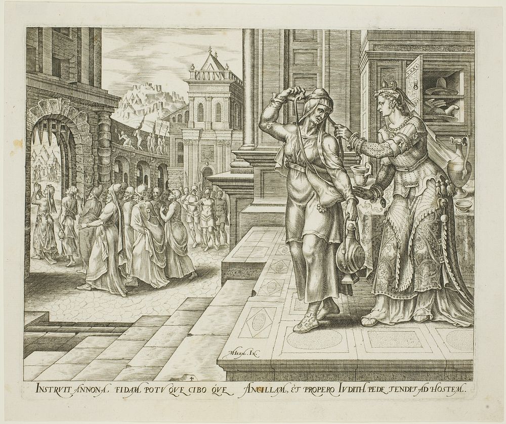 Judith Preparing Herself to Leave for the Enemies' Camp, plate four from The Story of Judith and Holofernes by Philip Galle