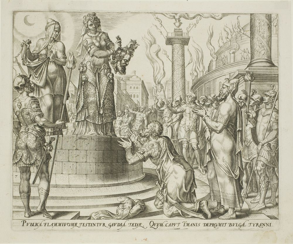 Judith Displaying Holofernes's Head to the People of Bethulia, plate seven from The Story of Judith and Holofernes by Philip…