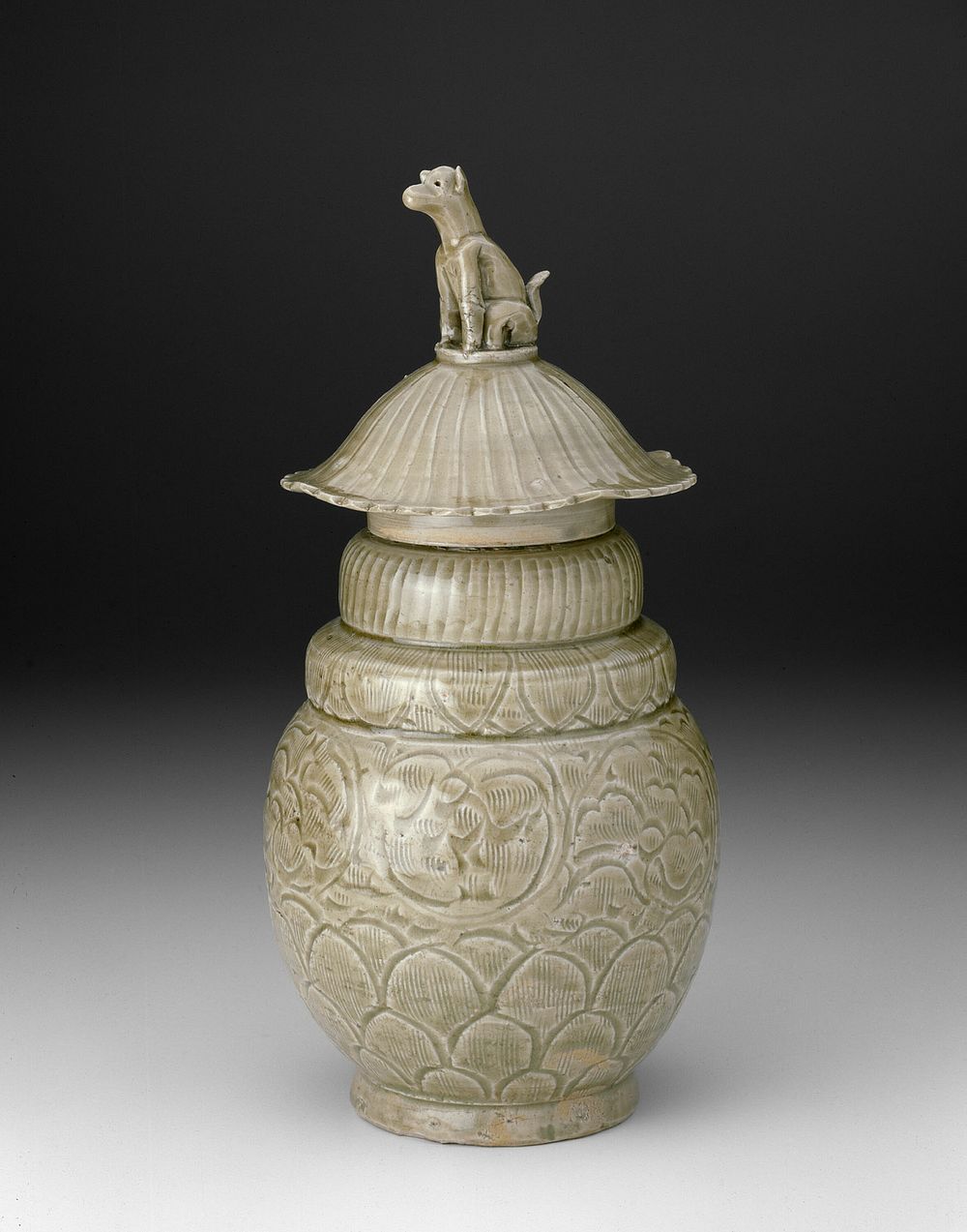 Covered Jar with a Seated Dog