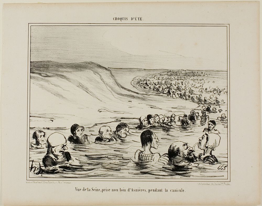 View of the Seine near Asnières during the dog days, plate 2 from Croquis D'été by Honoré-Victorin Daumier