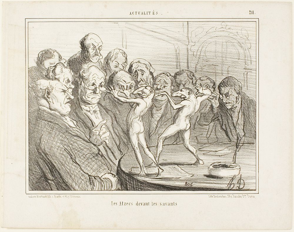 The Aztecs before the scientists, plate 211 from Actualités by Honoré-Victorin Daumier