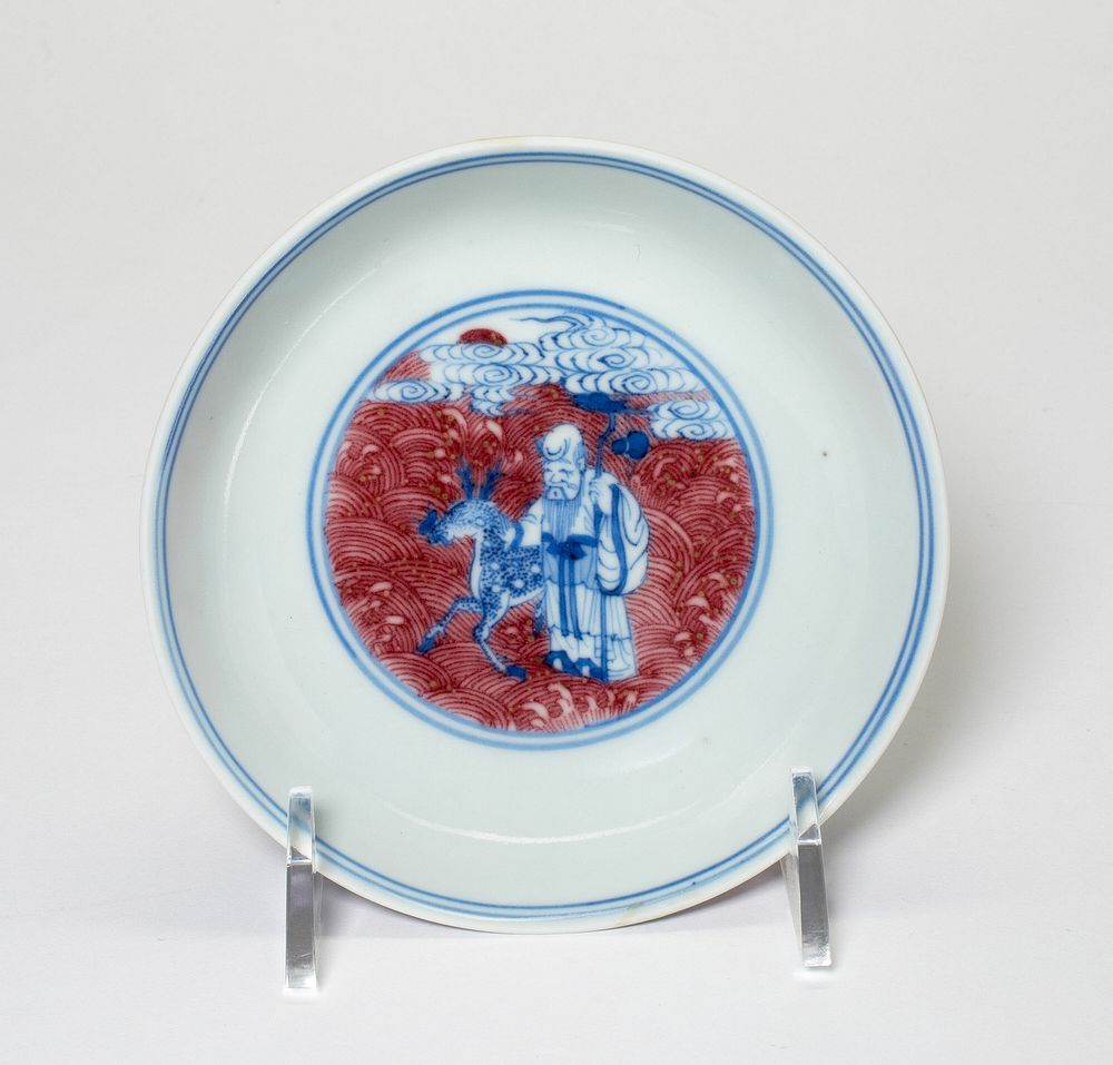 Underglaze-blue and red 'immortals' dish