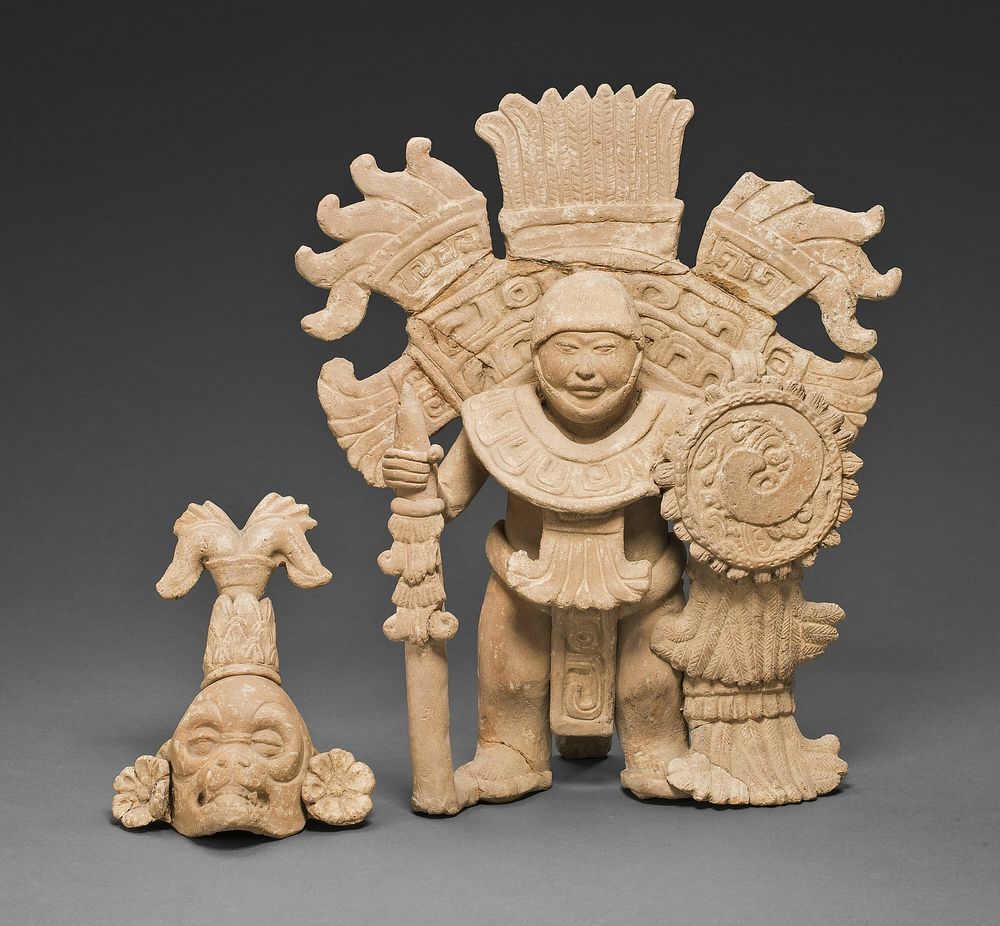 Standing Warrior Figure with Removable Mask and Headdress by Veracruz, Classic