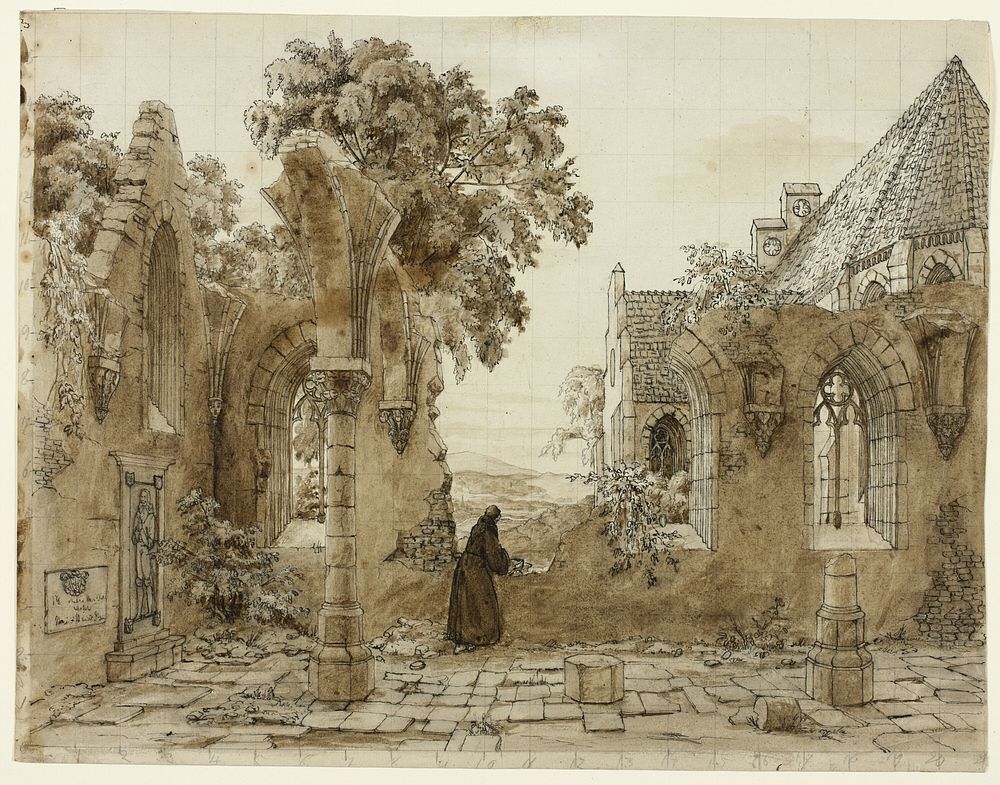 Monk in the Ruins of a Monastery by Domenico Quaglio