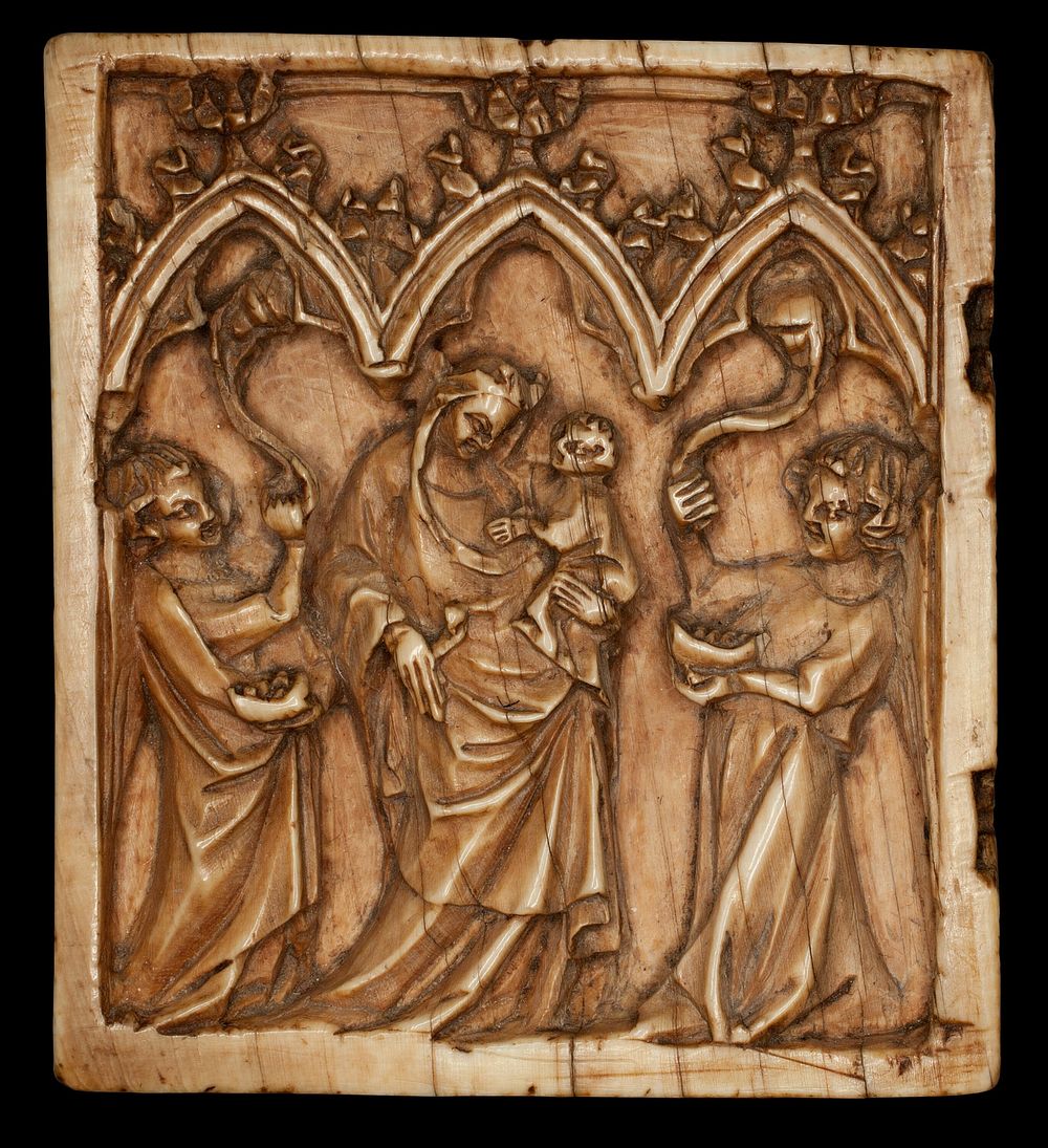 Diptych Panel with Virgin and Child and Two Angels