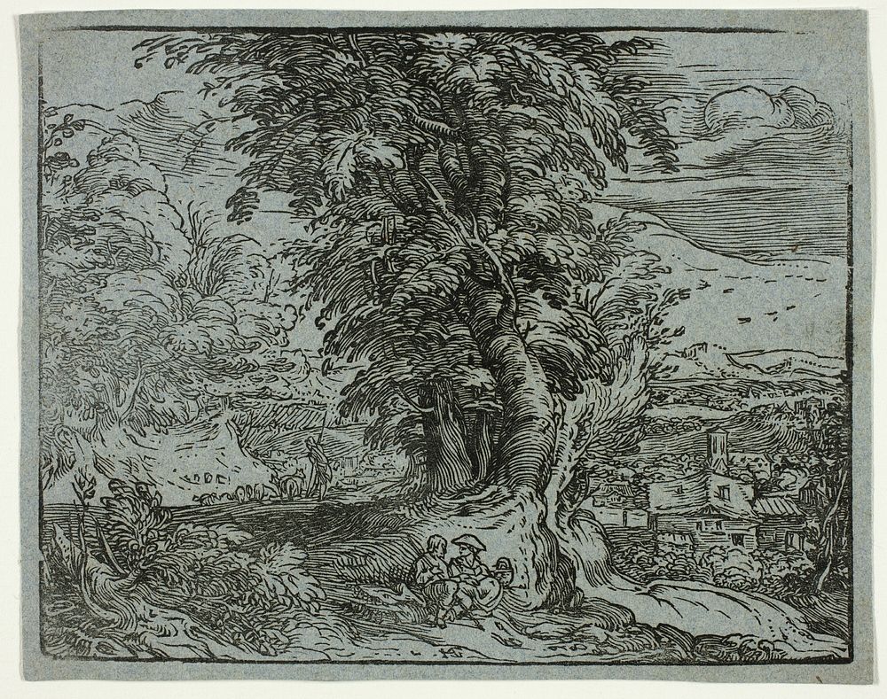 Landscape with a Shepherd Couple, from Four Small Landscapes by Hendrick Goltzius