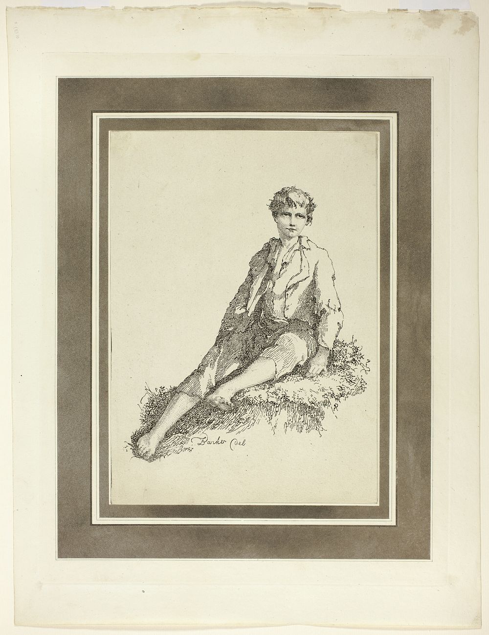 Young Boy Seated, from the first issue of Specimens of Polyautography by Thomas Barker