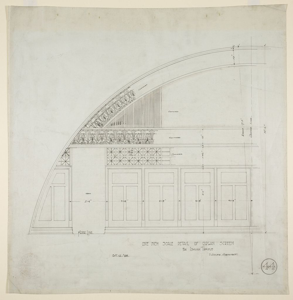 Isaiah Temple, Chicago, Illinois, Organ Screen Detail by Dankmar Adler (Architect)